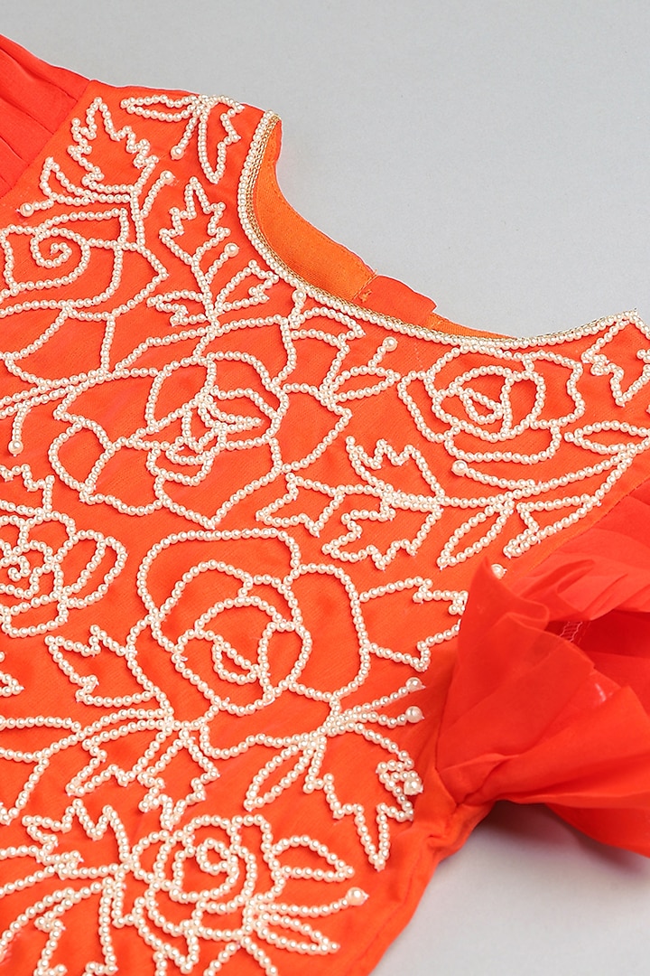 Orange Organza Skirt Set For Girls by BYB PREMIUM at Pernia's Pop Up Shop