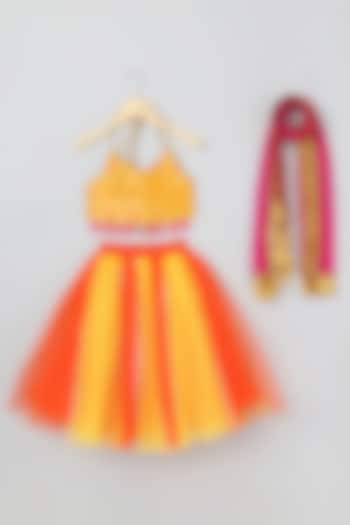 Yellow Tulle Lehenga Set For Girls by BYB PREMIUM at Pernia's Pop Up Shop