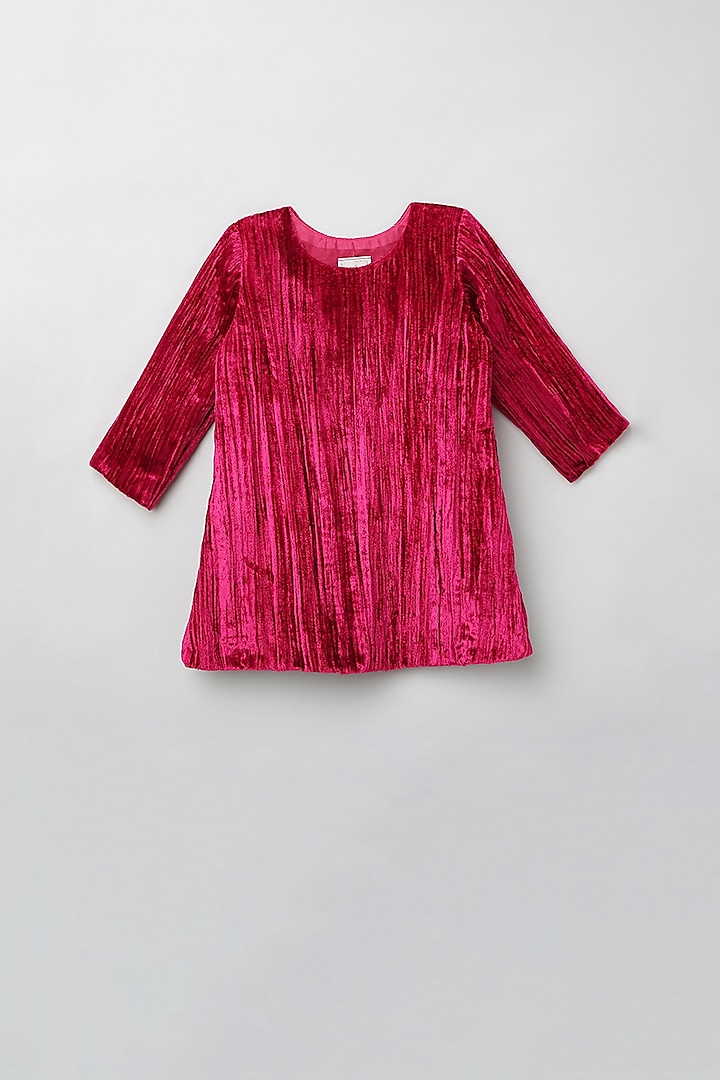 Fuchsia Velvet Dress For Girls by BYB PREMIUM