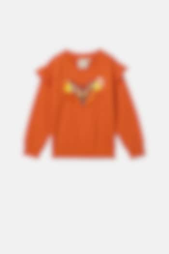 Orange Embroidered Sweatshirt by BYB PREMIUM