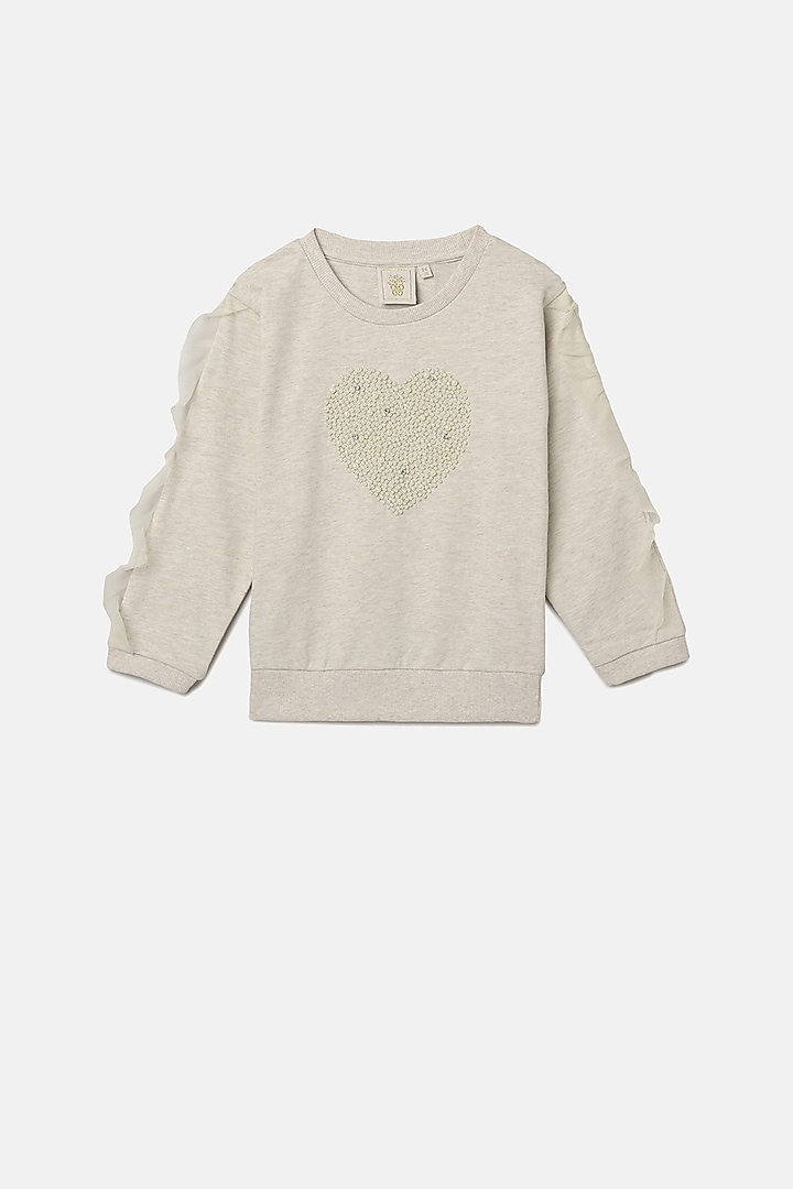 Abstract White Pearl & Stone Hand Embroidered Sweatshirt by BYB PREMIUM