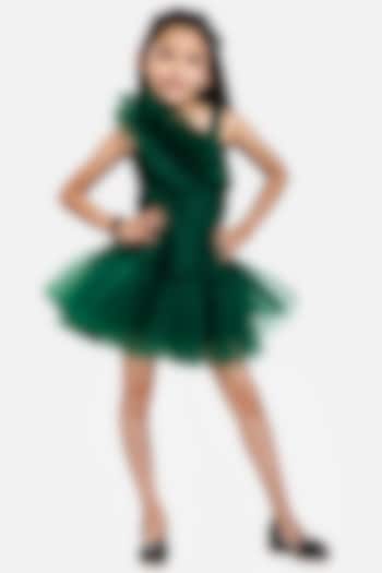 Dark Green Tulle Dress For Girls by BYB PREMIUM