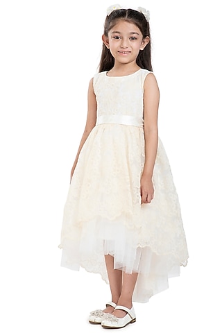 Ivory Silk Organza Dress For Girls by BYB PREMIUM