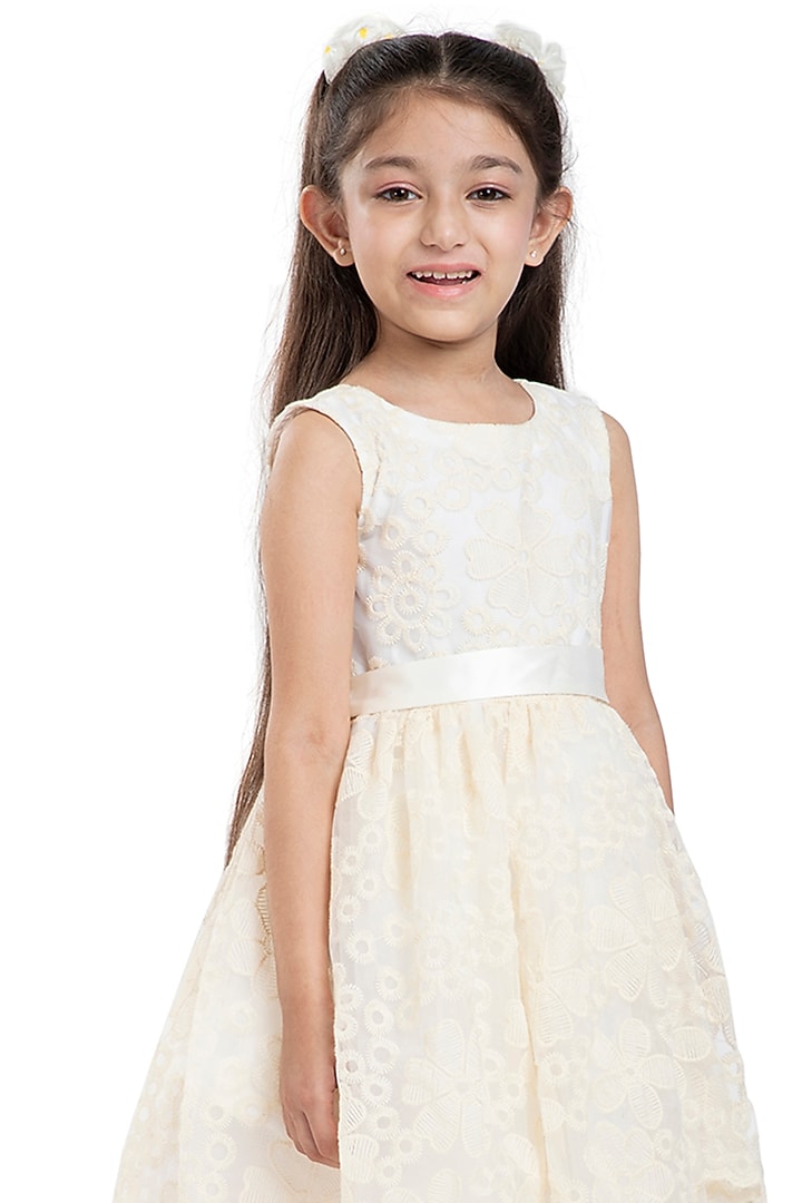 Ivory Silk Organza Dress For Girls by BYB PREMIUM at Pernia's Pop Up Shop