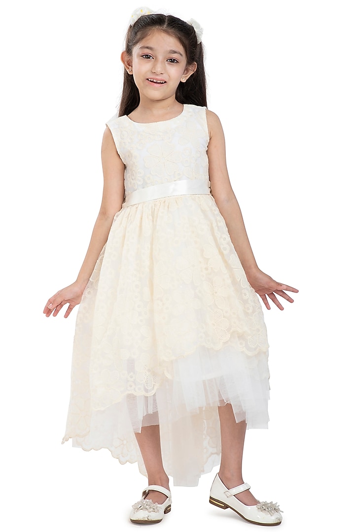 Ivory Silk Organza Dress For Girls by BYB PREMIUM at Pernia's Pop Up Shop