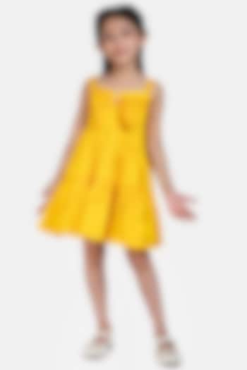 Yellow Cotton Poplin Dress For Girls by BYB PREMIUM