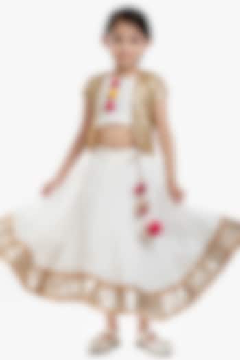 Ivory Embellished Skirt Set For Girls by BYB PREMIUM