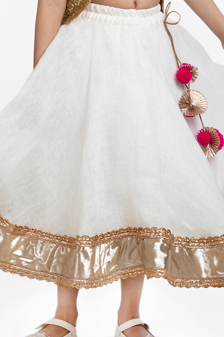 Ivory Embellished Skirt Set For Girls by BYB PREMIUM at Pernia's Pop Up Shop