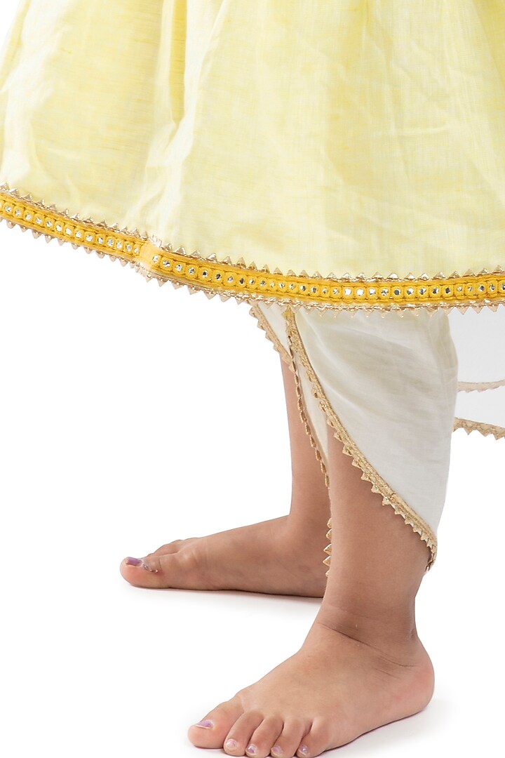 Lime Green Linen Kurta Set For Girls by BYB PREMIUM at Pernia's Pop Up Shop