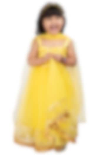 Yellow Embroidered Lehenga Set For Girls by BYB PREMIUM
