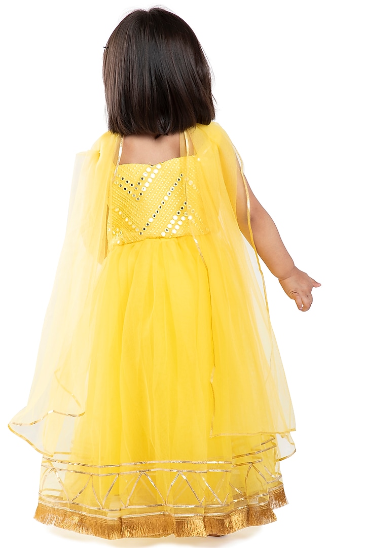 Yellow Embroidered Lehenga Set For Girls by BYB PREMIUM at Pernia's Pop Up Shop