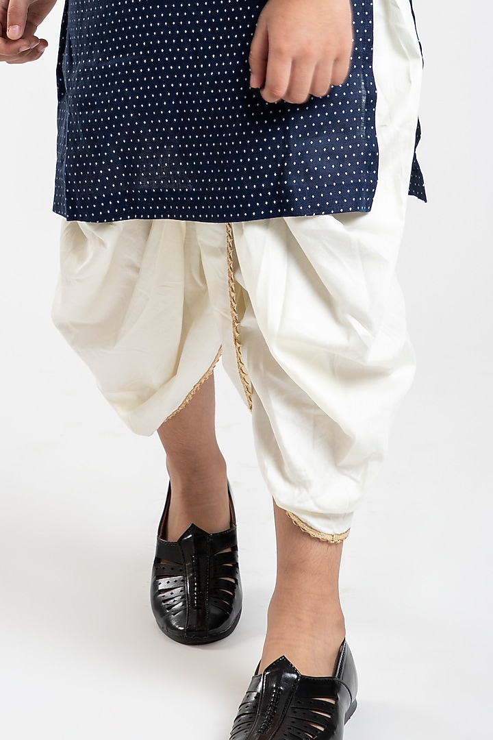 Navy Blue Embellished Kurta Set For Boys by BYB PREMIUM at Pernia's Pop Up Shop