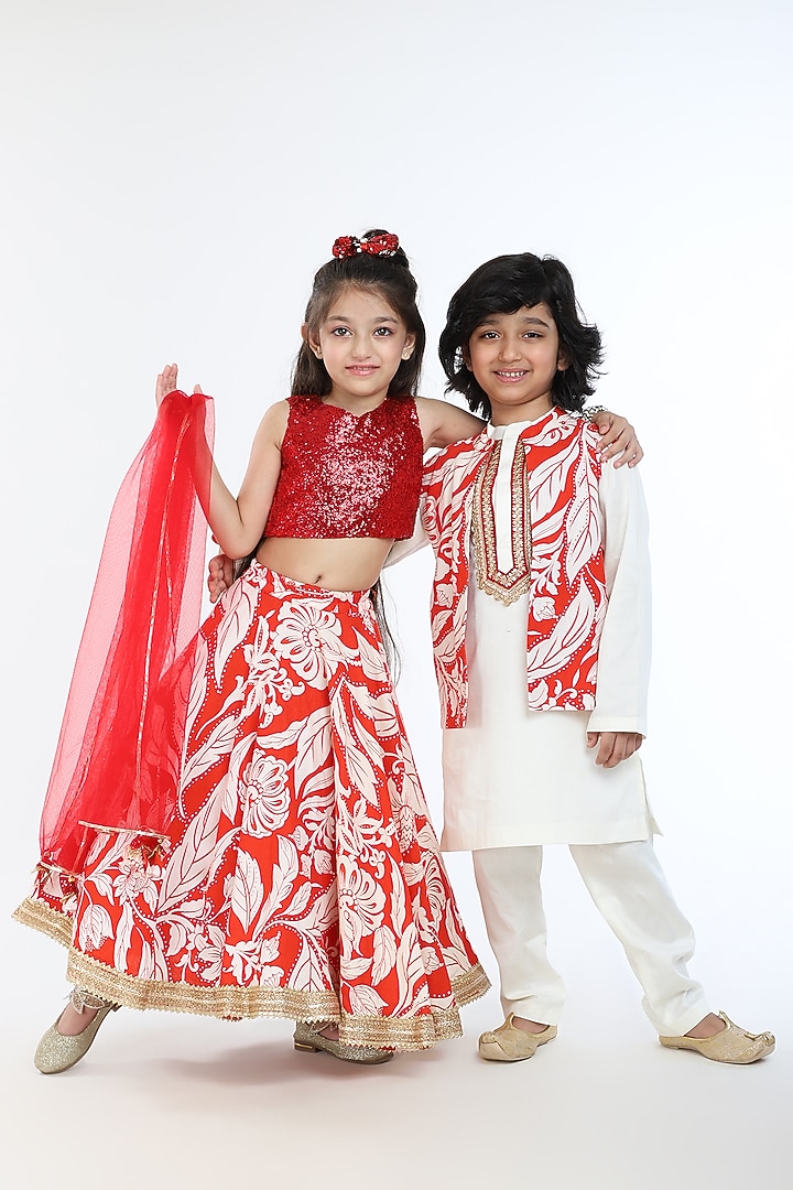 White Kurta Set With Jacket For Boys by BYB PREMIUM at Pernia's Pop Up Shop