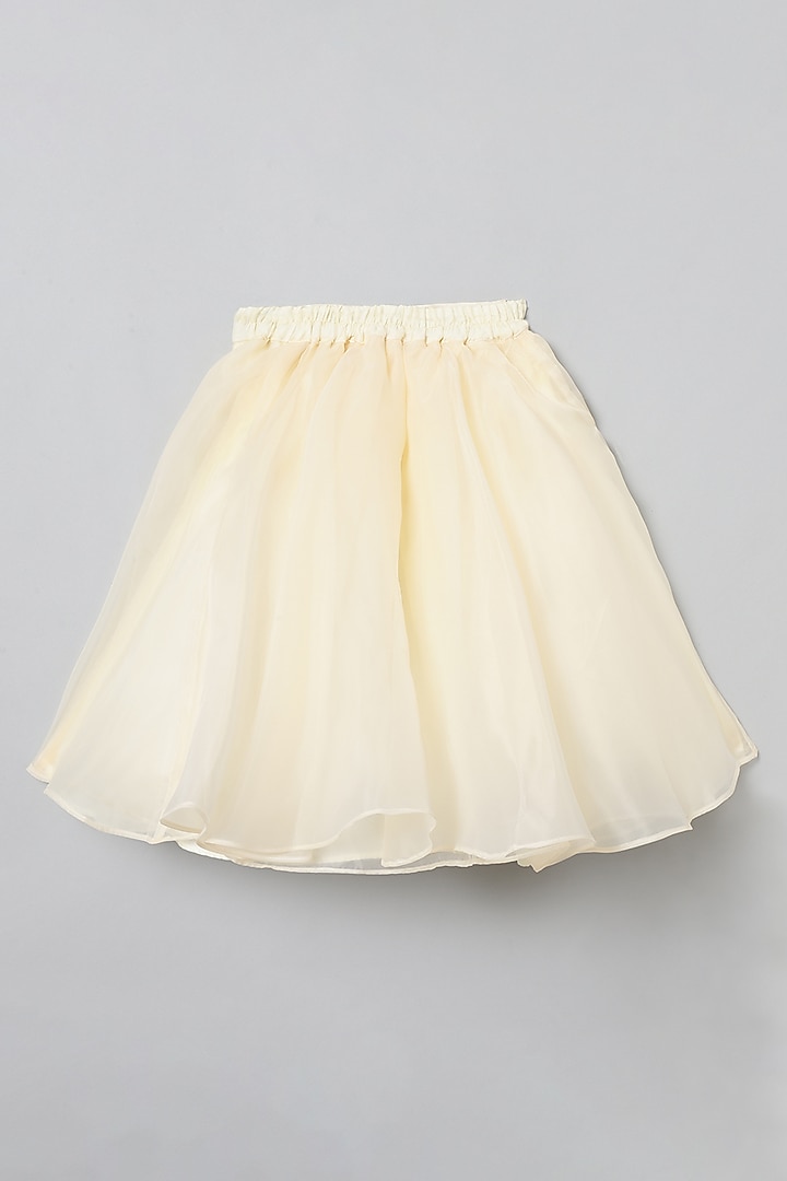 White Organza Embroidered Skirt Set For Girls by BYB PREMIUM at Pernia's Pop Up Shop
