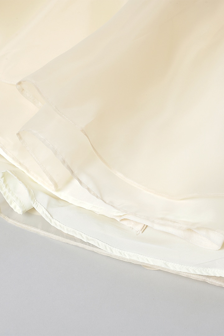 White Organza Embroidered Skirt Set For Girls by BYB PREMIUM at Pernia's Pop Up Shop