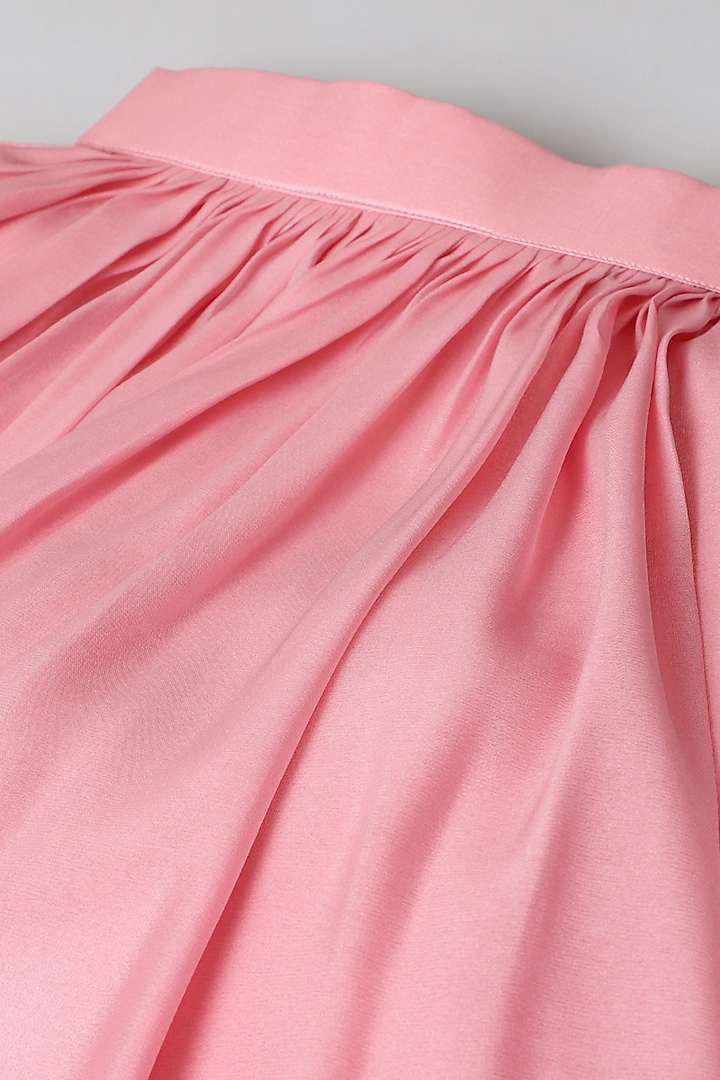 Pink Glass Tissue Embroidered Skirt Set For Girls by BYB PREMIUM at Pernia's Pop Up Shop