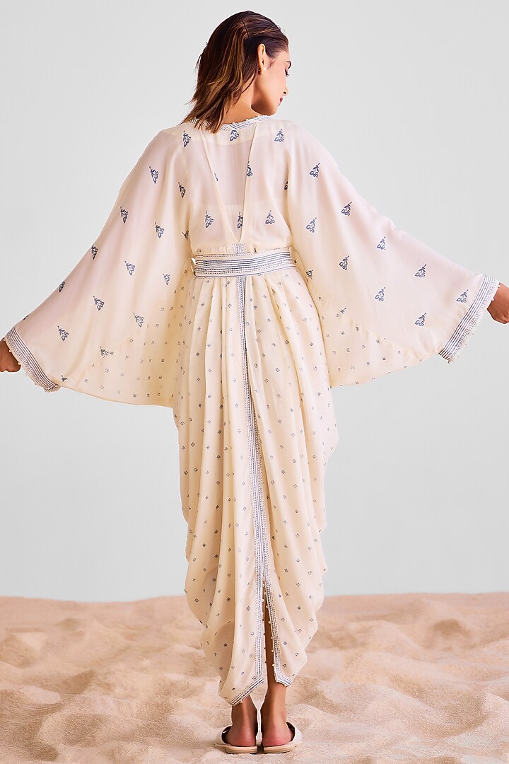 Off-White Modal Pleated Summer Dress With Scarf by Cotton and Clay at Pernia's Pop Up Shop