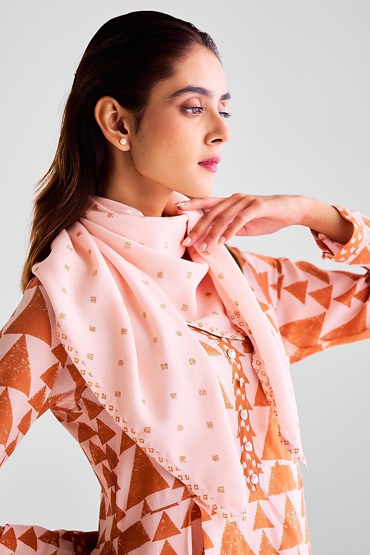 Peach Pink & Rust Orange Modal Printed Kurta Set by Cotton and Clay at Pernia's Pop Up Shop