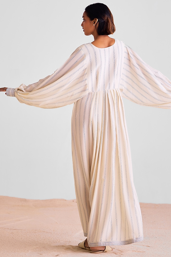Off-White Modal Printed Kaftan Summer Dress With Scarf by Cotton and Clay at Pernia's Pop Up Shop