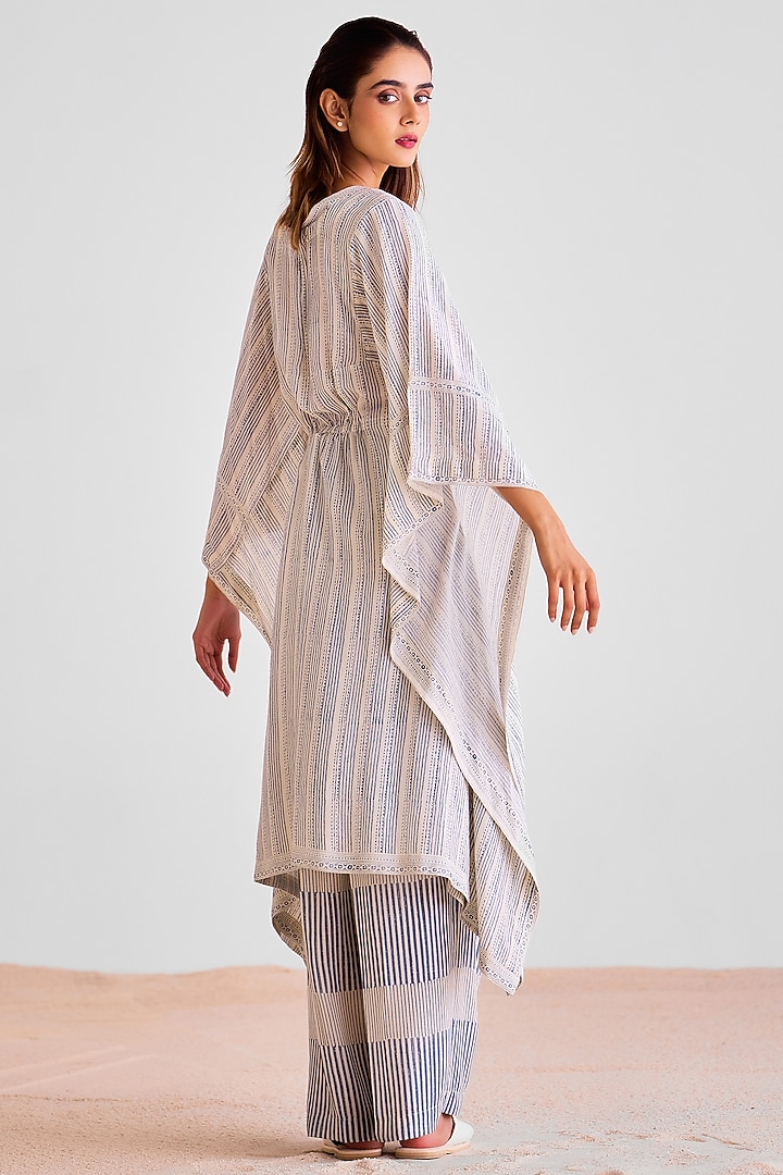 Off-White Modal Printed Kaftan Set by Cotton and Clay at Pernia's Pop Up Shop