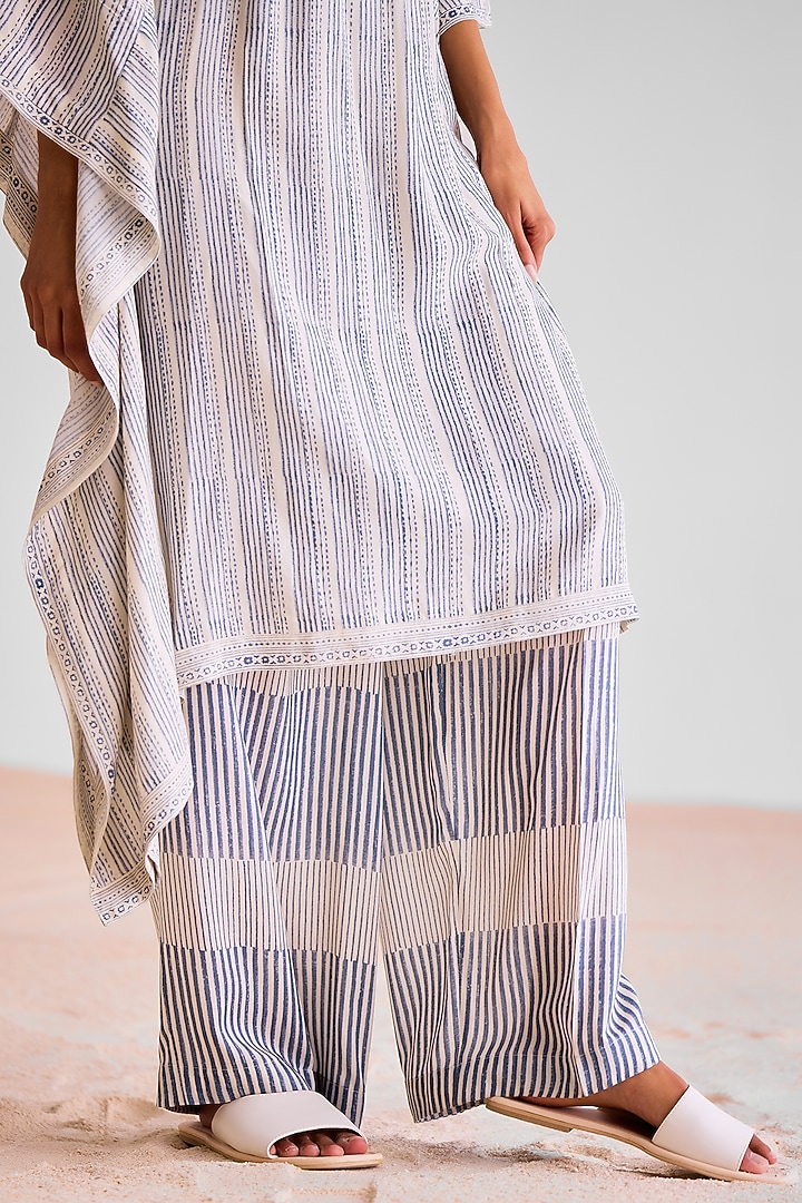 Off-White Modal Printed Kaftan Set by Cotton and Clay at Pernia's Pop Up Shop