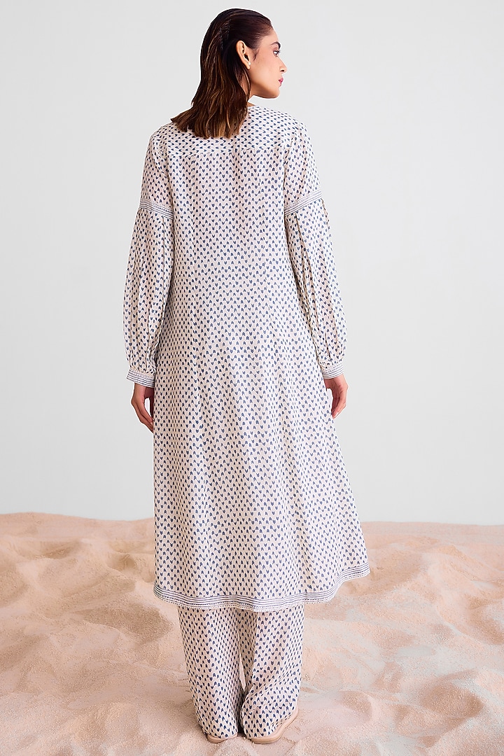 Off-White Modal Printed Kurta Set by Cotton and Clay at Pernia's Pop Up Shop