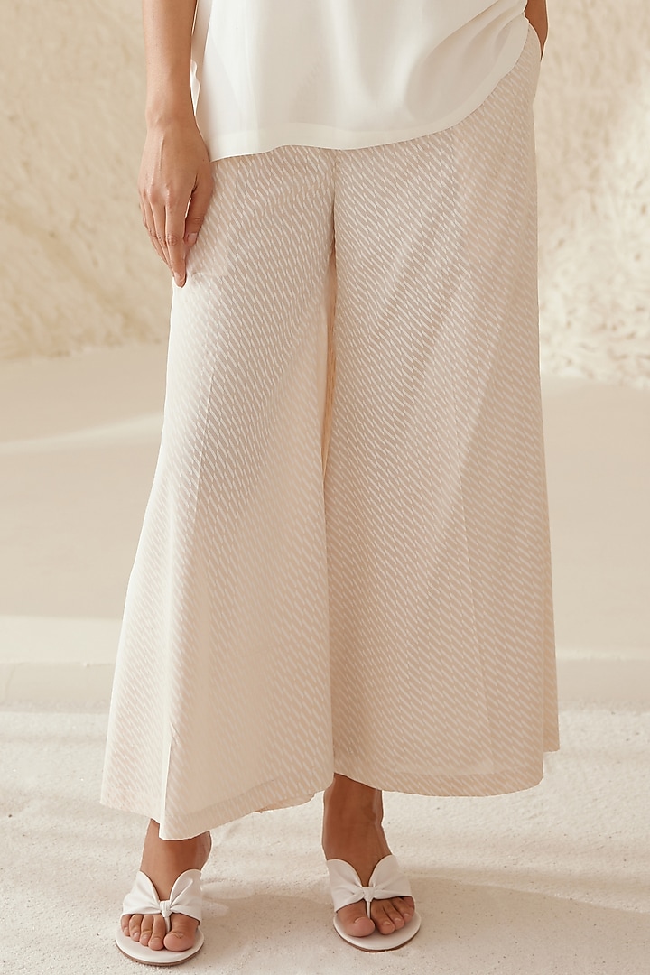 Pristine White Georgette & Modal Hand Block Printed Kimono Set by Cotton and Clay at Pernia's Pop Up Shop