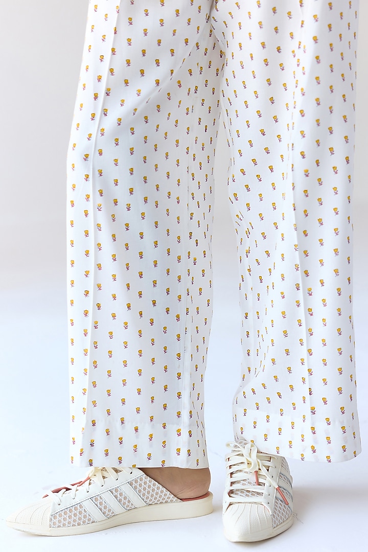 White Modal Hand Block Printed Co-Ord Set by Cotton and Clay at Pernia's Pop Up Shop