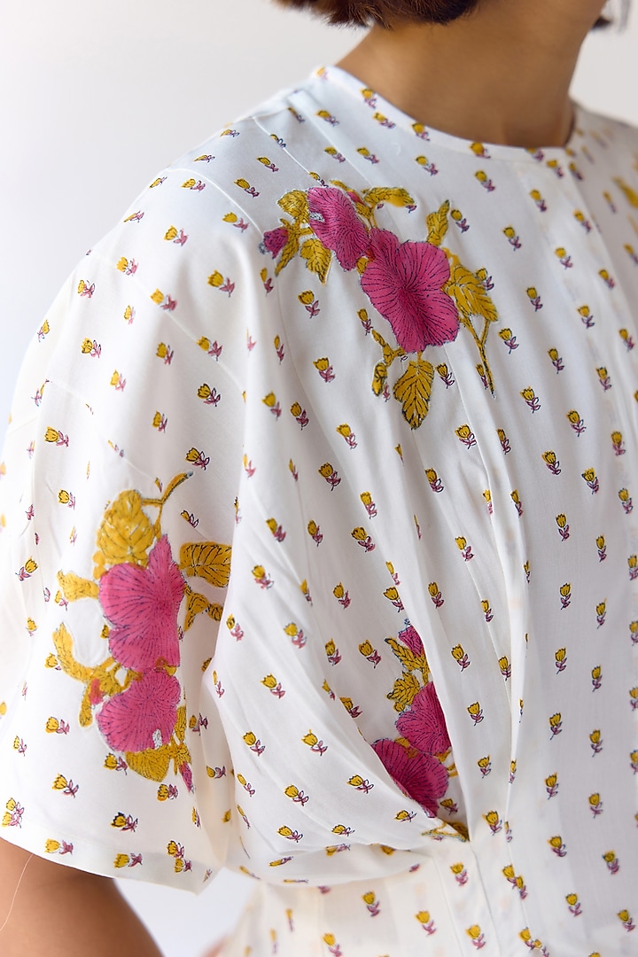 White Modal Hand Block Printed Co-Ord Set by Cotton and Clay at Pernia's Pop Up Shop