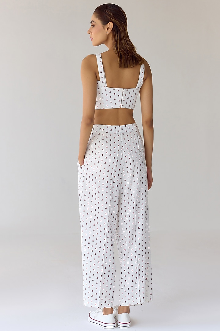 White Modal Hand Block Printed Co-Ord Set by Cotton and Clay at Pernia's Pop Up Shop