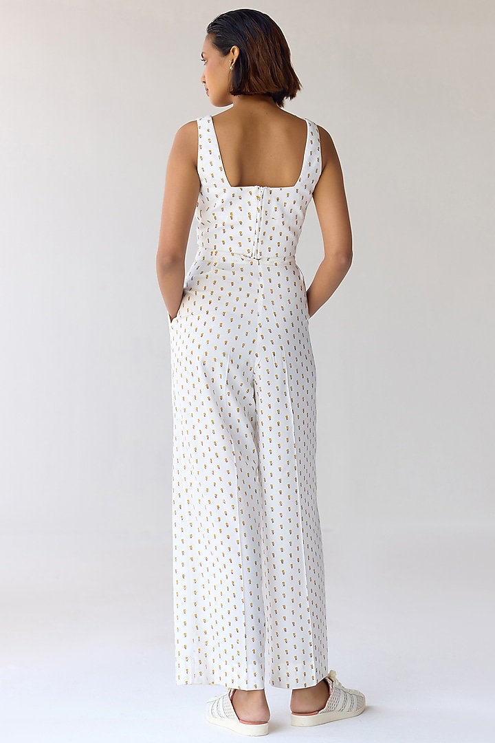 White Modal Hand Block Printed Co-Ord Set by Cotton and Clay at Pernia's Pop Up Shop