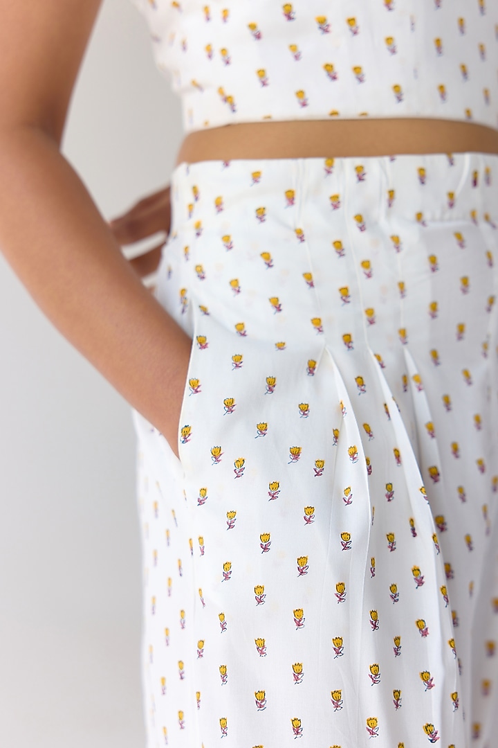 White Modal Hand Block Printed Co-Ord Set by Cotton and Clay at Pernia's Pop Up Shop