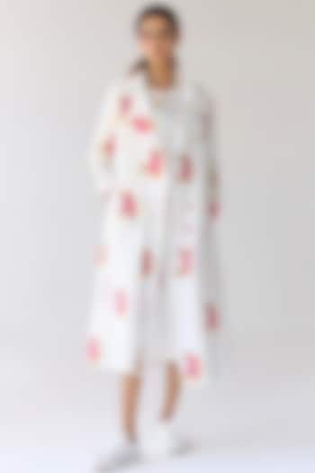 White Cotton Hand Block Printed Jacket Dress by Cotton and Clay