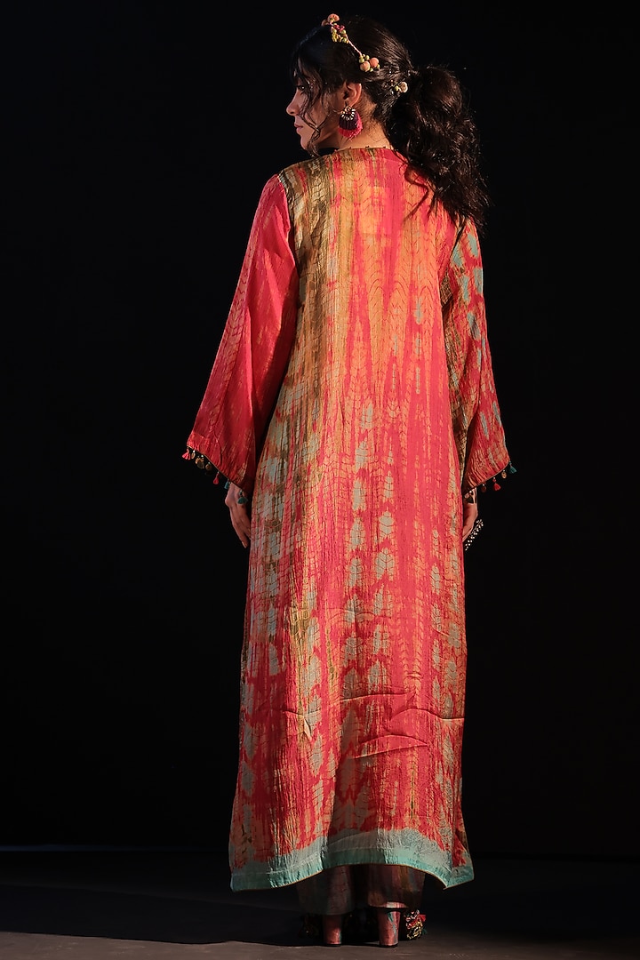 Fuchsia Habutai Silk Hand Embroidered A-Line Maxi Vacation Dress by Capisvirleo at Pernia's Pop Up Shop