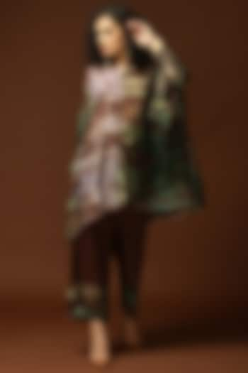 Coffee Brown & Olive Green Tie-Dyed Kaftan Set by Capisvirleo at Pernia's Pop Up Shop