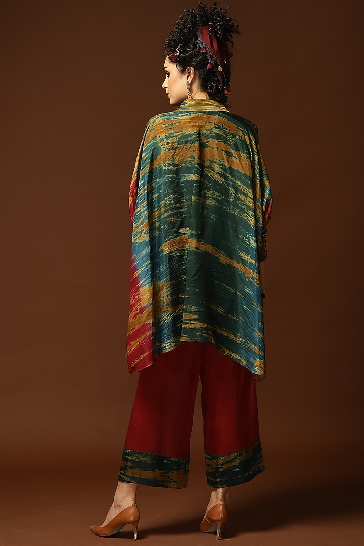 Maroon & Mustard Tie-Dyed Kaftan Set by Capisvirleo at Pernia's Pop Up Shop