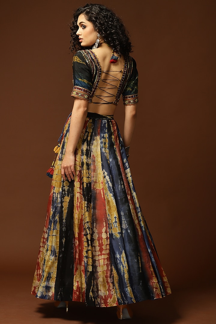 Multi-Colored Tie-Dyed Wedding Lehenga Set by Capisvirleo at Pernia's Pop Up Shop