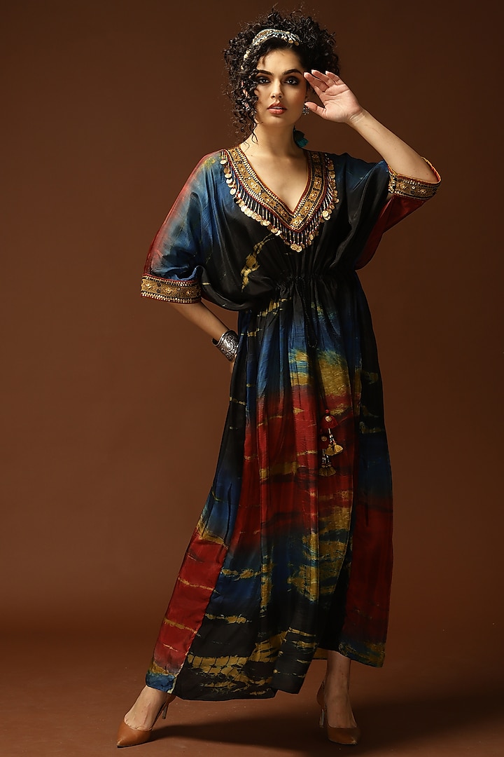 Multi-Colored Tie-Dyed Kaftan by Capisvirleo at Pernia's Pop Up Shop