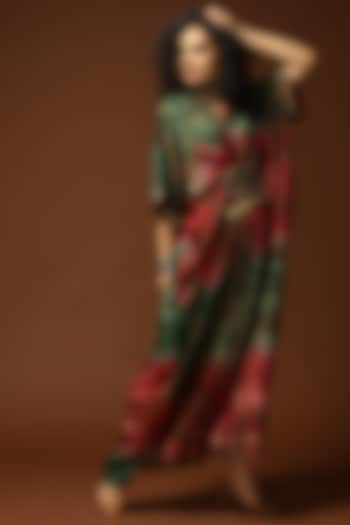 Emerald Green & Cadmium Red Tie-Dyed Kaftan by Capisvirleo at Pernia's Pop Up Shop