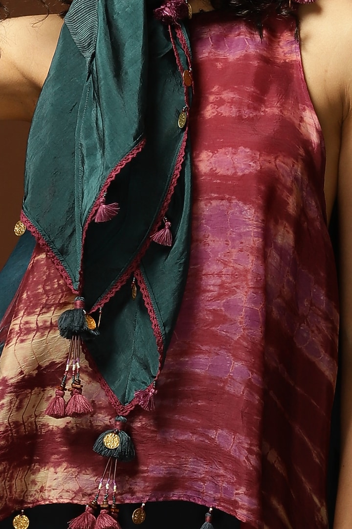 Burgundy & Dark Teal Tie-Dyed Stole by Capisvirleo at Pernia's Pop Up Shop