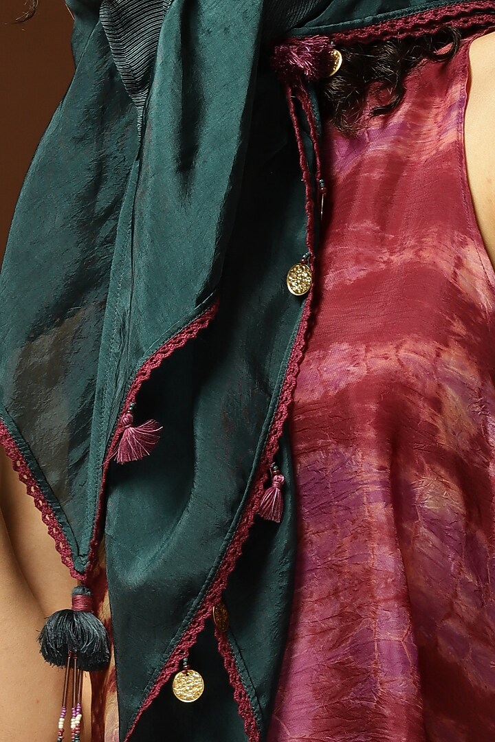 Burgundy Habutai Silk Flared Top by Capisvirleo at Pernia's Pop Up Shop