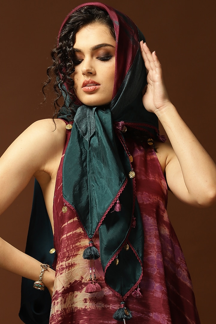 Burgundy Habutai Silk Flared Top by Capisvirleo at Pernia's Pop Up Shop