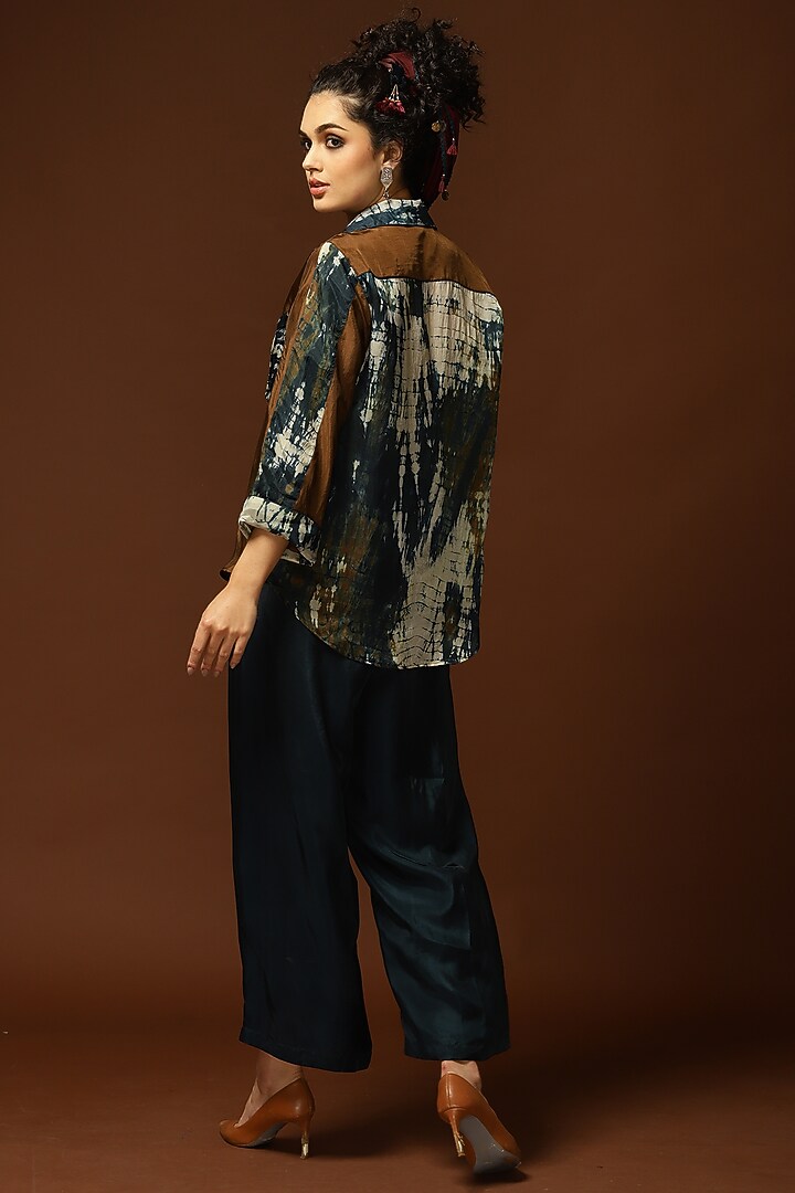 Caramel Brown Color Blocked Front-Open Shirt by Capisvirleo at Pernia's Pop Up Shop