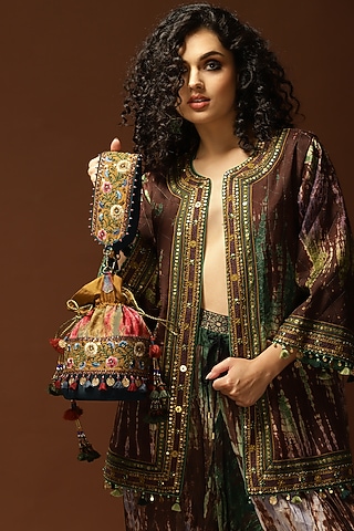 Ochre & Light Red Tie-Dyed Potli Bag by Capisvirleo