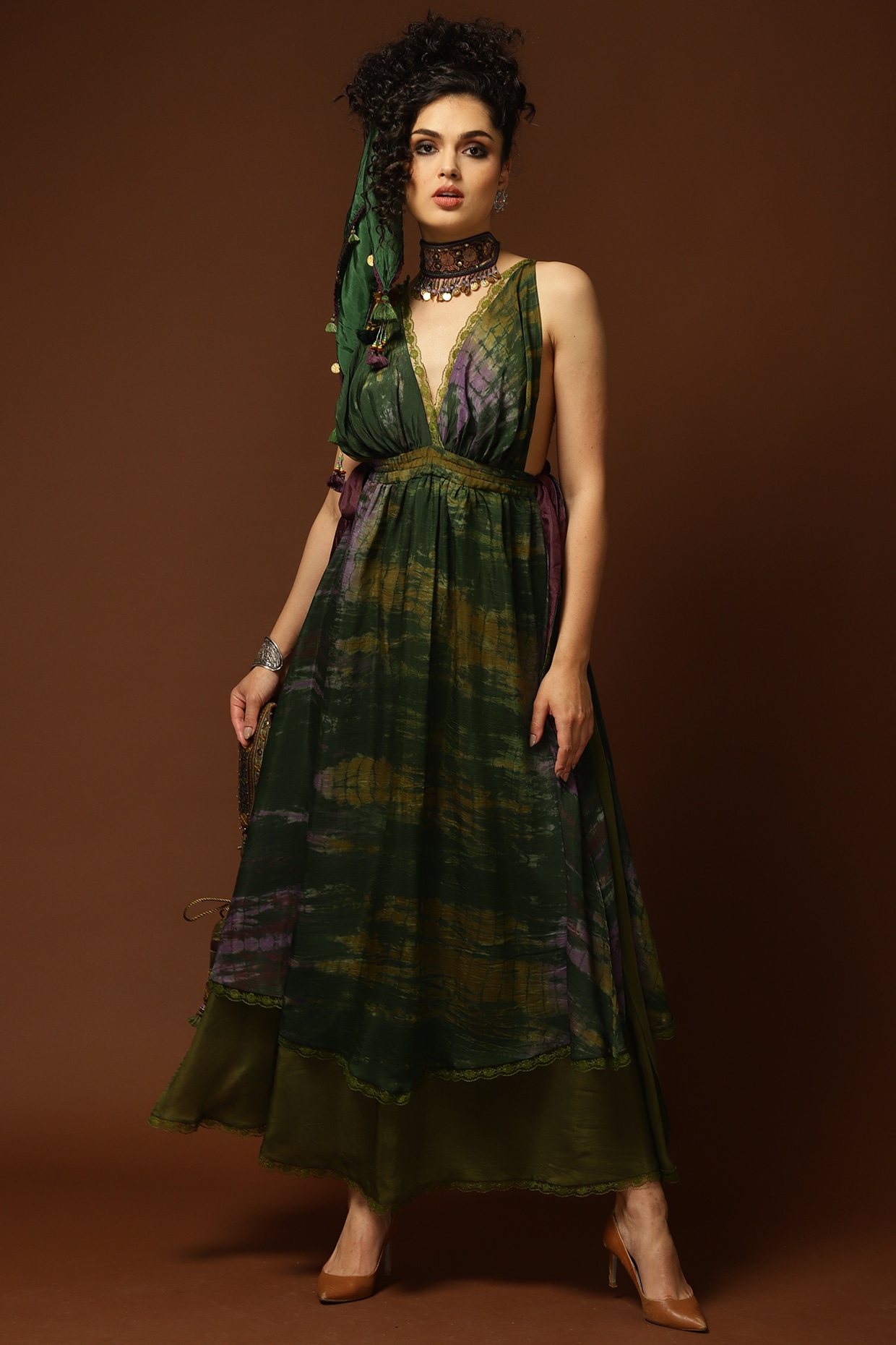 strapless open back dress Roseanne Boho Dress - Olive main image 0