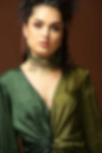 Olive Green Habutai Silk Handcrafted Choker Necklace by Capisvirleo at Pernia's Pop Up Shop