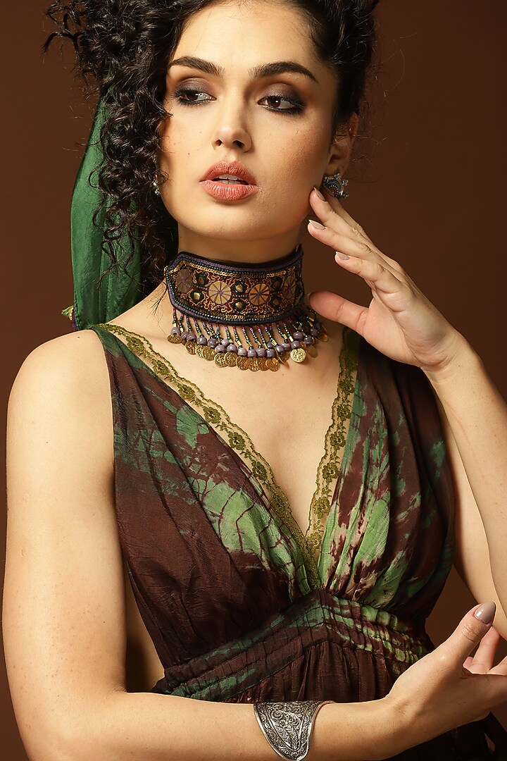 Golden Habutai Silk Handcrafted Choker Necklace by Capisvirleo at Pernia's Pop Up Shop