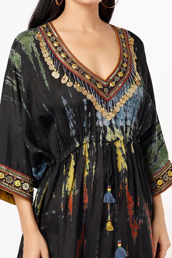 Black Embroidered Kaftan by Capisvirleo at Pernia's Pop Up Shop