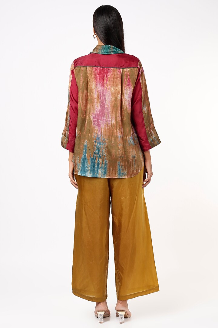 Wine Habutai Silk Shirt With Coat Collar by Capisvirleo at Pernia's Pop Up Shop