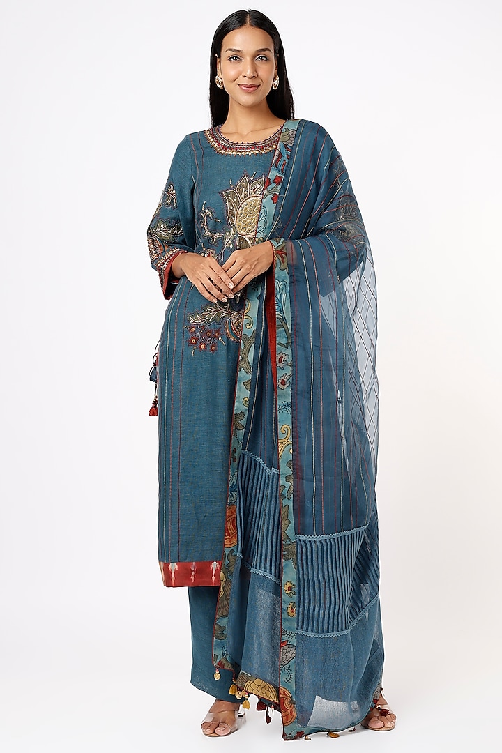 Cobalt Blue Embroidered Tunic Set by Capisvirleo at Pernia's Pop Up Shop